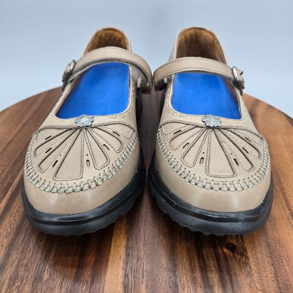 Dr Comfort Paradise Shoes Womens 6.5 Extra Wide Taupe Leather Mary Jane Orthotic - Picture 3 of 7